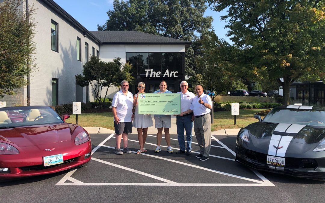Corvette Annapolis presenting check to The Arc